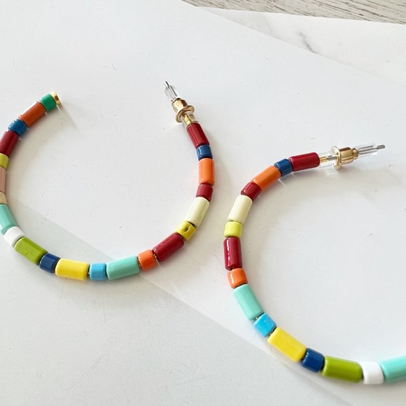 4/$25 Enamel U Tube Hoop Earings Multicolored - Picture 4 of 4